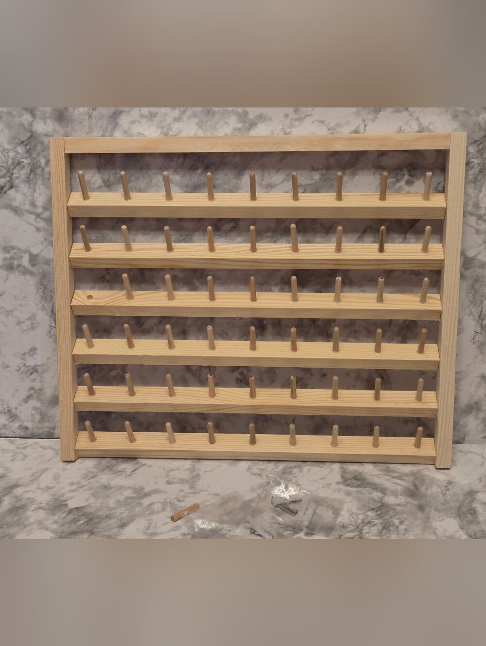 54 Spools Wooden Thread Wall Holder Sewing and Embroidery Thread Rack - Picture 3 of 8
